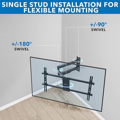 Mount-It! UL Certified Heavy Duty Full Motion TV Wall Mount for Most 37-80 Inch Flat Screen TVs, Wall Mount Bracket Max VESA 600x400, Holds up to 110lb, Full Motion TV Mount 55 inch, 65 inch, 80 inch