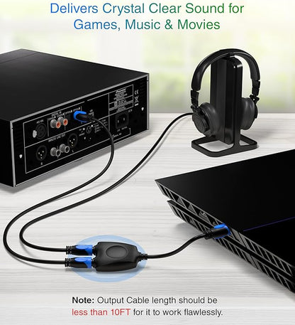 BlueRigger Digital Optical Audio Splitter 1x2 (1 in 2 Out Unidirectional Toslink Splitter, Support LPCM2.0, Dolby Digital, DTS 5.1)- for Home Theatre, Xbox, DVD, TV, Receiver, Sound Bar