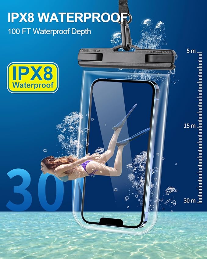2025 Waterproof Phone Pouch: 3 Pack Cruise Ship Essentials Must Haves Dry Bag for Beach Vacation Essentials Accessories, Water Proof Phone Case for iPhone 16 15 14 13 12 Pro Plus Max Galaxy