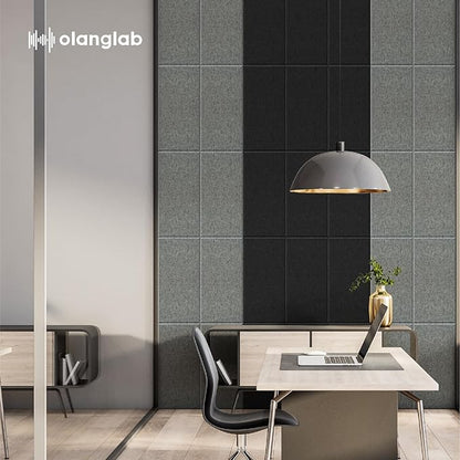 Olanglab Fiberglass Acoustic Wall Panels 4 Pack, 11.8'' x 23.6'' Sound Panels, Fabric Wrapped Sound Proof Panels for Walls (Black)