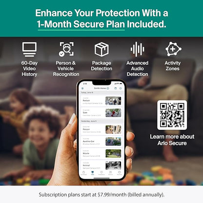 Arlo Essential Pan Tilt Security Camera 2K - Wired Plug-in Power Outdoor Camera, Person Recognition, Package Detection, Animated Preview, 1-Month Trial of Secure Plan, Auto Motion Tracking, 2 Cam