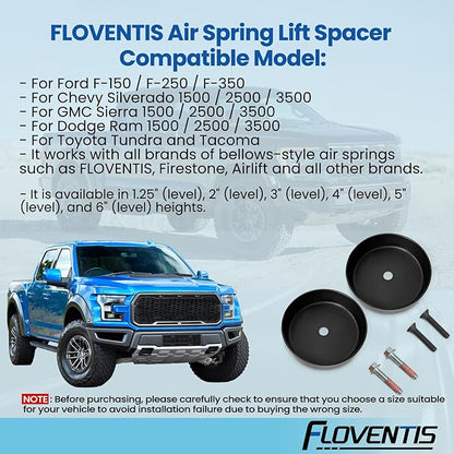 FLOVENTIS 1.25" Straight Air Helper Spring Spacer, Heavy-Duty Steel Compatible with Ford F150/F250/F350, Chevy, GMC, Ram, Toyota Air Springs Lift Spacer (7X1267)
