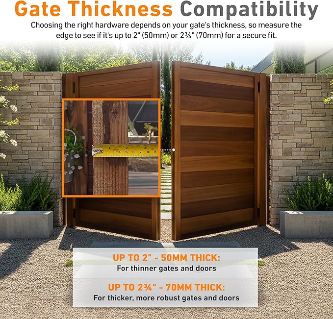 GateMate Long Throw Gate Lock, Euro Profile Keyed Both Sides Gate Lock for Sheds, Gates & Garage Doors, 316 Stainless Steel, for Wooden Gates & Doors Up to 2” Thick (50mm), Black, 5 Keys
