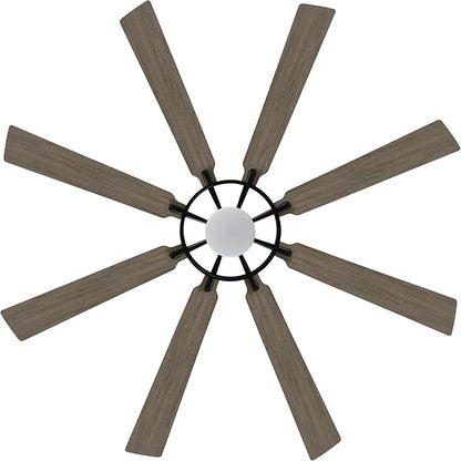 ELEHINSER 72 Inch Ceiling Fan with Lights and 3 Downrods, 8 Plywood Blades, 6-Speed Noiseless Reversible DC Motor, 3CCT, Windmill Ceiling fan for Kitchen Bedroom Living Room, Black and Grey