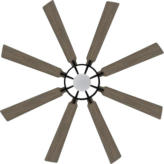 ELEHINSER 72 Inch Ceiling Fan with Lights and 3 Downrods, 8 Plywood Blades, 6-Speed Noiseless Reversible DC Motor, 3CCT, Windmill Ceiling fan for Kitchen Bedroom Living Room, Black and Grey