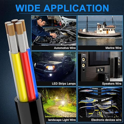 NAOEVO 18 Gauge Wire 5 Conductor Electrical Wire, 18 AWG Stranded PVC Cord, 12V Low Voltage/Tinned Copper/Flexible Cable for Automotive Wiring, Lamp Cord, Marine Cable (100FT)