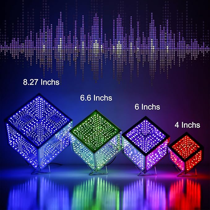 Heepulor Infinity Hyper Cube LED Table Lamp, Color-Changing Music-Sync APP-Controlled Ambient Light for Gaming, Party, Home (10 Inches)