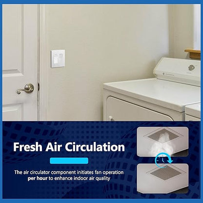 LIDER No Neutral Wire Required Humidity Sensor Switch, Automatic Humidity Detection, Air Circulator, Bathroom Fan Automated Control, Adjustable Timing, 1-Pole, UL Listed, White, Wall Plate Included