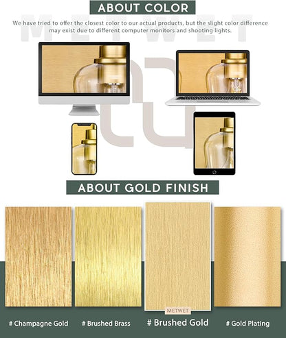 METWET Bathroom Light Fixtures, 3-Light Modern Vanity Light with Clear Glass Wine Glass-Shaped Shade, Vanity Lighting Fixtures Over Mirror, Brushed Gold, VL155-BG-3