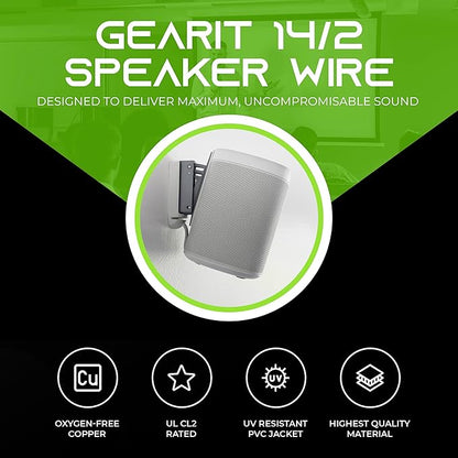 GearIT 14/2 Speaker Wire (500 Feet) 14AWG Gauge - in Wall Audio Speaker Wire Cable / CL2 Rated / 2 Conductors - OFC Oxygen-Free Copper, White 500ft