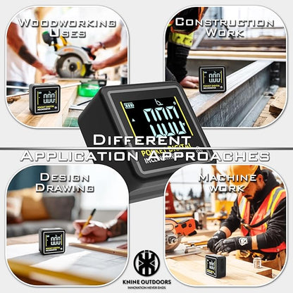 KNINE OUTDOORS Mini Digital Angle Finder 4-side Strong Magnetic Angle Gauge, Table Saw Miter Protractor, Woodworking Measuring Tool, Level Box for Hanging (2 Pack, Plastic, Small Size)
