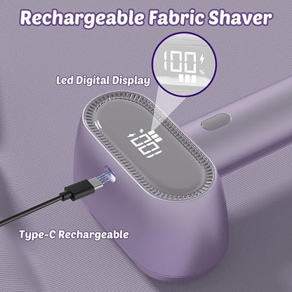 Tylasom Fabric Shaver, Rechargeable Double-Head Lint Remover, Electric Lint Shaver and Clothing Shaver to Remove Pillings and Fuzz Easily