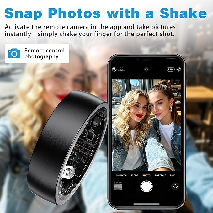 S SECRETTOP Smart Health Ring for Men Women, Fitness Tracker Ring with Sleep Monitoring, Heart Rate, SpO2, IP68 Waterproof, Step Counter Calorie Tracker Health Rings (Black 7)