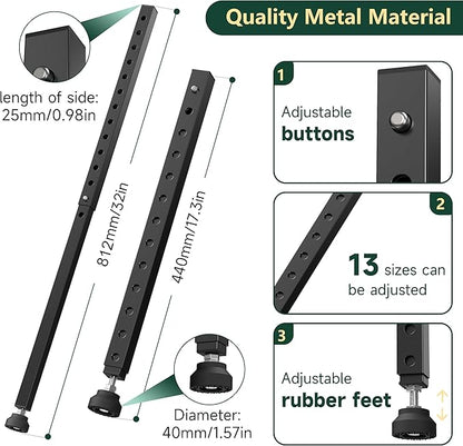 WooFog Adjustable Window Security Bars Vertical, Heavy Duty Sliding Patio Glass Door Lock Bar with Rubber Feet, 17-32 inch Window Safety Stopper for Up and Down Windows -Black 4 PCS Patented