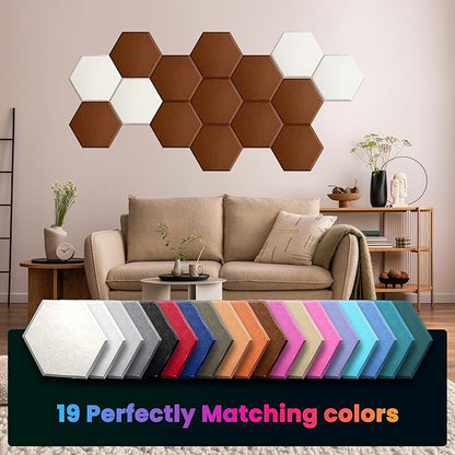 Acoustic Panels 12 Pack Soundproof Wall Panels, 14" X 12" X 0.4" Sound Proof Panles, High-Density Wall Decoration Sound Absorbing Panel, Hexagon Wall Panel for Home Office with Self-Adhesive-Coffee