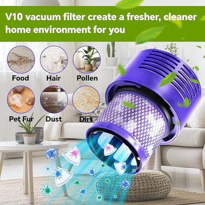 3 Packs V10 Vacuum Filter Replacement for Dyson Cyclone Series, V10 Animal, V10 Absolute, V10 Motorhead, V10 Total Clean, SV12 Series Vacuum Cleaner, Replace Part 969082-01