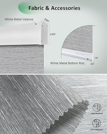 Yoolax Motorized Blinds App Control, Light Filtering Motorized Shades for Windows, Cordless Automatic Roller Shades for Bedroom Living Room Office(Light Filtering Jacquard Gray, 55" W x 72" H)