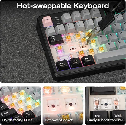 EPOMAKER TH99 PRO 96% Mechanical Keyboard with Screen & Knob, 10000mAh, 2.4Ghz/BT, Hot Swap, Custom Driver, RGB Backlight, PBT Keycap, Wireless Gaming Keyboard for PC/Mac (Black, Creamy Jade)