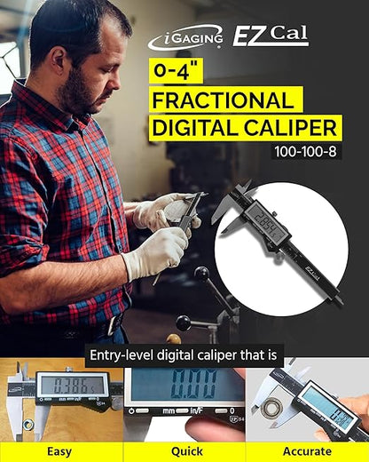 iGaging Premium IP54 0-4" EZ CAL Fractional Digital Caliper