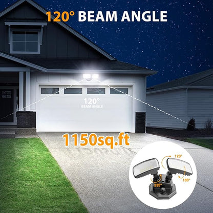 Onforu 32w 3200LM Dusk to Dawn Outdoor Lighting,6500K Dual-Head Flood Light Outdoor with Photocell,IP66 Waterproof Security Lights,2Pack Exterior Daylight off and Night On White Light for Patio Garden