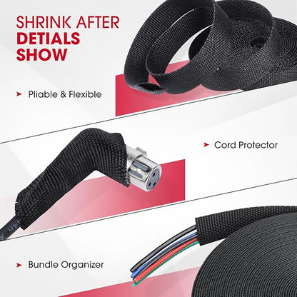 Sonoreboom 2 in 1 Heat Shrink Braided Sleeving Fabric Tubing-Ideal fit Irregular Shape Hose/Cable/Wire (1-1/8"(29mm), 22FT)