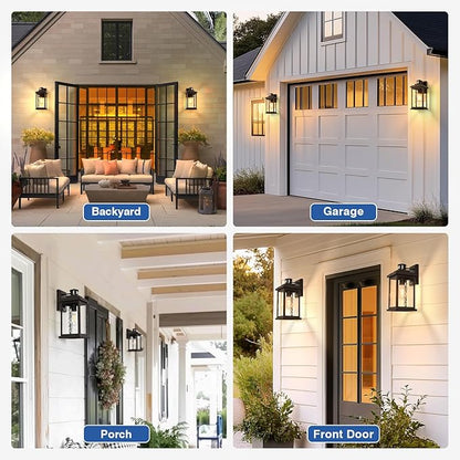 VIANIS Advanced Motion Sensor Light Outdoor, 2 Pack Large Bronze Exterior Lighting Fixtures, Easy-to-Install, Aluminum Waterproof Porch Lights Outdoor with Water Glass for Porch, Garden, Front Door