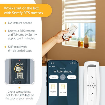 Somfy TaHoma Switch Hub for RTS Motors – App & Voice Control – Scenes & Schedules – Includes Ethernet Adapter – Compatible with Somfy Motorized Shades, Blinds, Curtains, Awnings #1871038