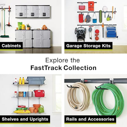 Rubbermaid 20-Piece FastTrack Garage Wall-Mounted Storage Kit 5 Rails and 15 Hooks for Home/House/Tool/Sports/Utility Purposes
