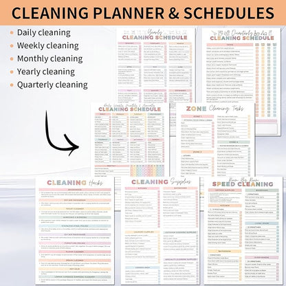 ADHD Cleaning Planner‌, Cleaning Plan Schedule and Checklist‌ for Adults and Teens, Adhd Cleaning and Organizing Planner, Daily Weekly Monthly Checklist for Home, Reusable ‌DIY Household Cleaning Planner‌