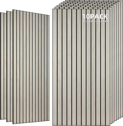 TO-TH Wood-Look Acoustic Wall Panels, 10 Pack 47.2” x 23.6” Sound Panels, Decorative Wood Panels for Wall Sound Dampening Panels for Home, Office, Basement, Natural Oak with Mitered Edges