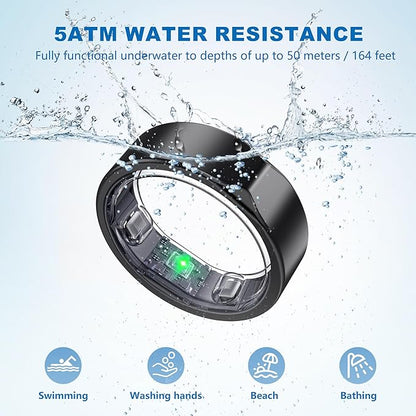 SEEKZERO Smart Ring for Women Men,No Subscription Fee (Black, 10)