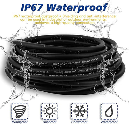 M8 Aviation Sensor Cable 6 Pin，Lonlonty M8 Industrial Sensor Connector Shielded Cable,Field Assembly M8 Connector A Coding Shielded Cable 6.5Ft/2M (6-Pin,Right Angle,Male)