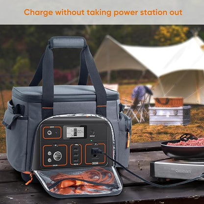 FRECOLSH Travel Carrying Case Compatible with Jackery 500, Portable Power Station Storage Case with Water- proof Bottom and Pocket for Jackery Accessories, Storage Bag Only