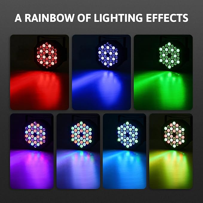 CO-Z Stage Lights 36 RGB LED Par Lights with Remote Control DJ Uplighting for Event Wedding Christmas Halloween Party Club Music Stage Lighting, 8 Pack