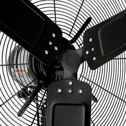 Global Industrial 30" Outdoor-Rated Oscillating Wall-Mount Fan, 2 Speed, 8,400 CFM, 3/10 HP, Black Powder Coat Finish, For Commercial & Industrial Use