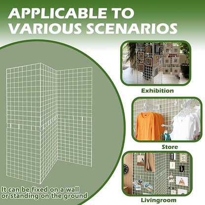 Koretech Grid Wall Panels 3 Pcs, Commercial Grade Gridwall Panels, Metal Grid Wall Panel Display Stand, You Can DIY 6 Pack 2'x3' or 3 Pack 2'x6', White