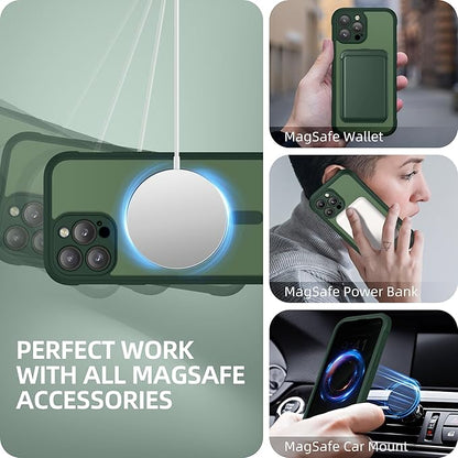 BERFY Magnetic for iPhone 13 Pro Max Case, Compatible with MagSafe, Built-in Privacy Screen Protector and Upgraded Camera Protection, Anti-Spy Full Body Shockproof Phone Case for 13 Pro Max 6.7",Green