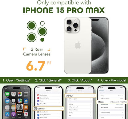 Magnetic for iPhone 15 Pro Max Case, Compatible with MagSafe, Built-in Privacy Screen Protector and Camera Protection, Anti Spy Full Body Dustproof Shockproof Hard Phone Case 6.7", Pine Green