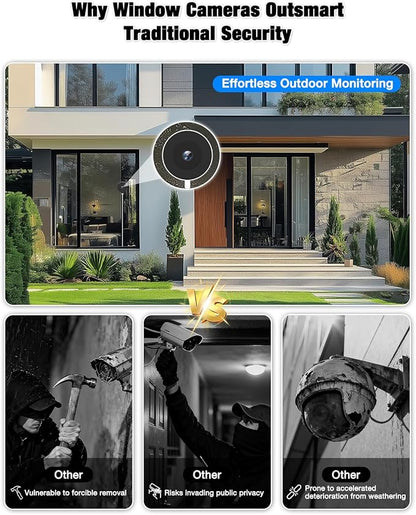 Atfoyer 2K Window Camera for Home Security with Full Color Night Vision, 2.4GHz WiFi Indoor Security Cameras, Human & Motion Detection, 24/7 Monitoring, 2 Way Talk, Easy Install