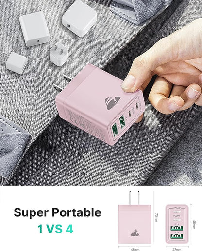 40W USB C Charger Cube, 2-Pack Fast Charging Block, 4-Port QC Wall Plug +PD 3.0 Power Adapter Multiport Brick Type C Charger Block for iPhone 15/15 Pro/15Plus/14/14 Pro/13/12/11,iPad, Airpods,Samsung