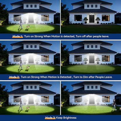 PURICH Upgraded LED Security Lights Motion Sensor Light Outdoor, 7000LM, 6500K, Waterproof, Flood Light Outdoor Motion Detector with Adjustable 3 Head, Hardwired Wall Light for Entryway, Yard, Garage
