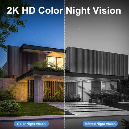 HOSAFE.COM Home Security Cameras Wireless Outdoor, Outdoor Camera Wireless WiFi, 360 Camera Solar Powered, PTZ, PIR Sensor, 2K HD Color Night Vision, 2-Way Talk, IP66 Waterproof, 2 Pack
