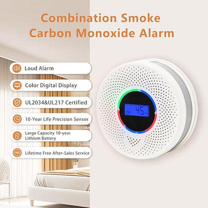 Kesy Upgraded Smoke and Carbon Monoxide Detector 10-Year Lifespan, Dual Sensor Smoke Alarm & Carbon Monoxide Detector (6 Pack)
