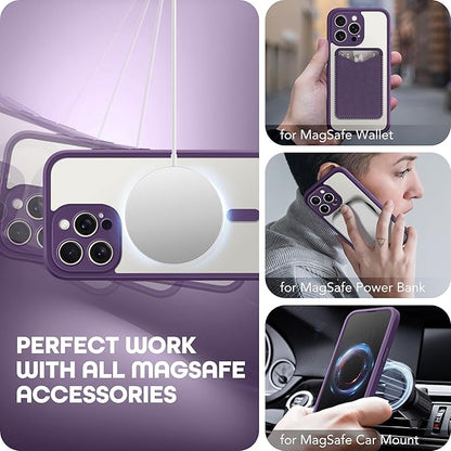 Magnetic for iPhone 15 Pro Max Case, Compatible with MagSafe, Built-in Privacy Screen Protector and Camera Protection, Anti Spy Full Body Dustproof Shockproof Hard Phone Case 6.7", Purple