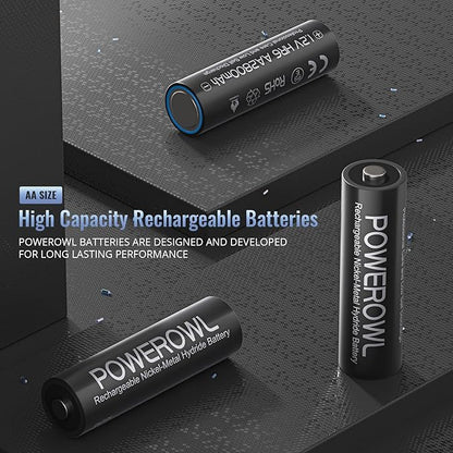 POWEROWL Rechargeable AA Batteries, 2800mAh High Capacity Double A Batteries NiMH Low Self Discharge, Qty 20