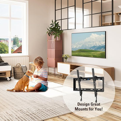 Mounting Dream Tilting TV Mounts for Most 26-60 Inch LED, LCD TVs up to VESA 400 x 400mm and 88 LBS Loading Capacity, TV Wall Mount with Unique Strap Design for Easily Lock and Release MD2268-MK