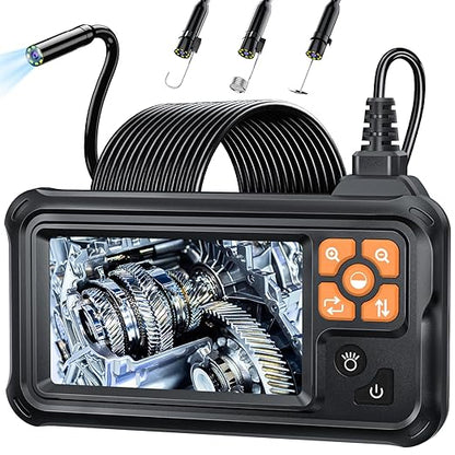 SKYBASIC Industrial Endoscope Borescope Camera with Light, 4.3'' HD Digital Handheld Waterproof Sewer Tools Snake Inspection Camera with 8 LED Lights 65.6FT Semi-Rigid Cable, Cool Gift Gadgets for Men