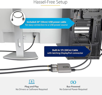 StarTech.com DP to Dual HDMI MST HUB - Dual HDMI 4K 60Hz - DisplayPort Multi Monitor Adapter with 1ft / 30cm Cable - DP 1.4 Multi Stream Transport Hub, DSC | HBR3 - DP to HDMI Splitter (MST14DP122HD)