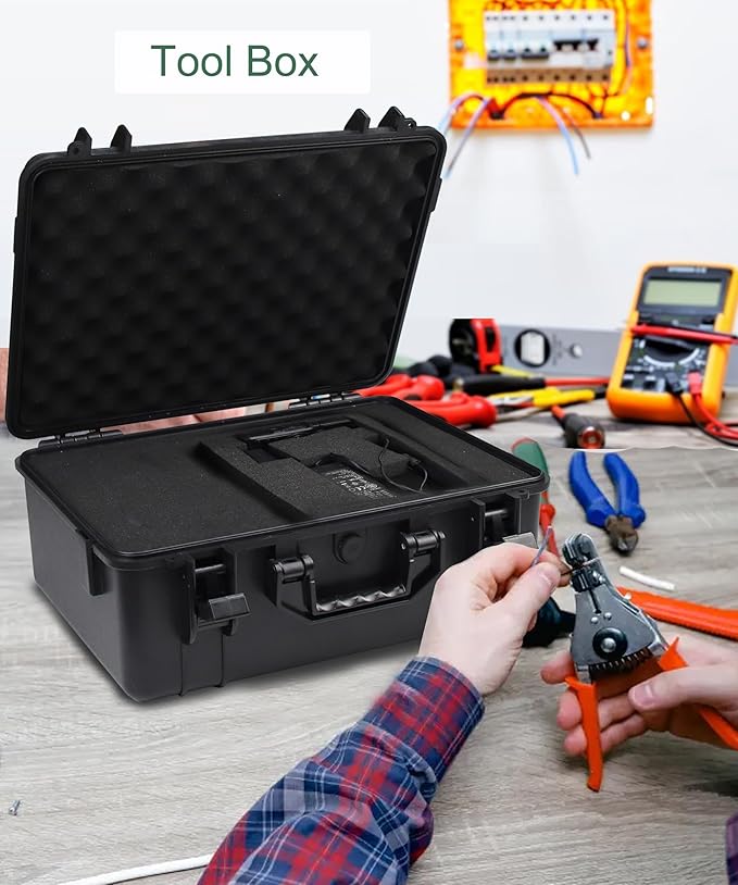 Hard Case with Foam Camera Hard Case Large Waterproof Protective Case Travel Camera Cases Hard Shell Equipment Foam Case for Electronics, 16" L x 11.8" W x 6.5" H