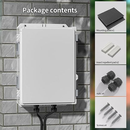 Namunanee Outdoor Electrical Junction Box, ABS Water Resistant Enclosure with Internal Mounting Panel & Hinged Cover, 15.7" H* 11" L* 5.9" W